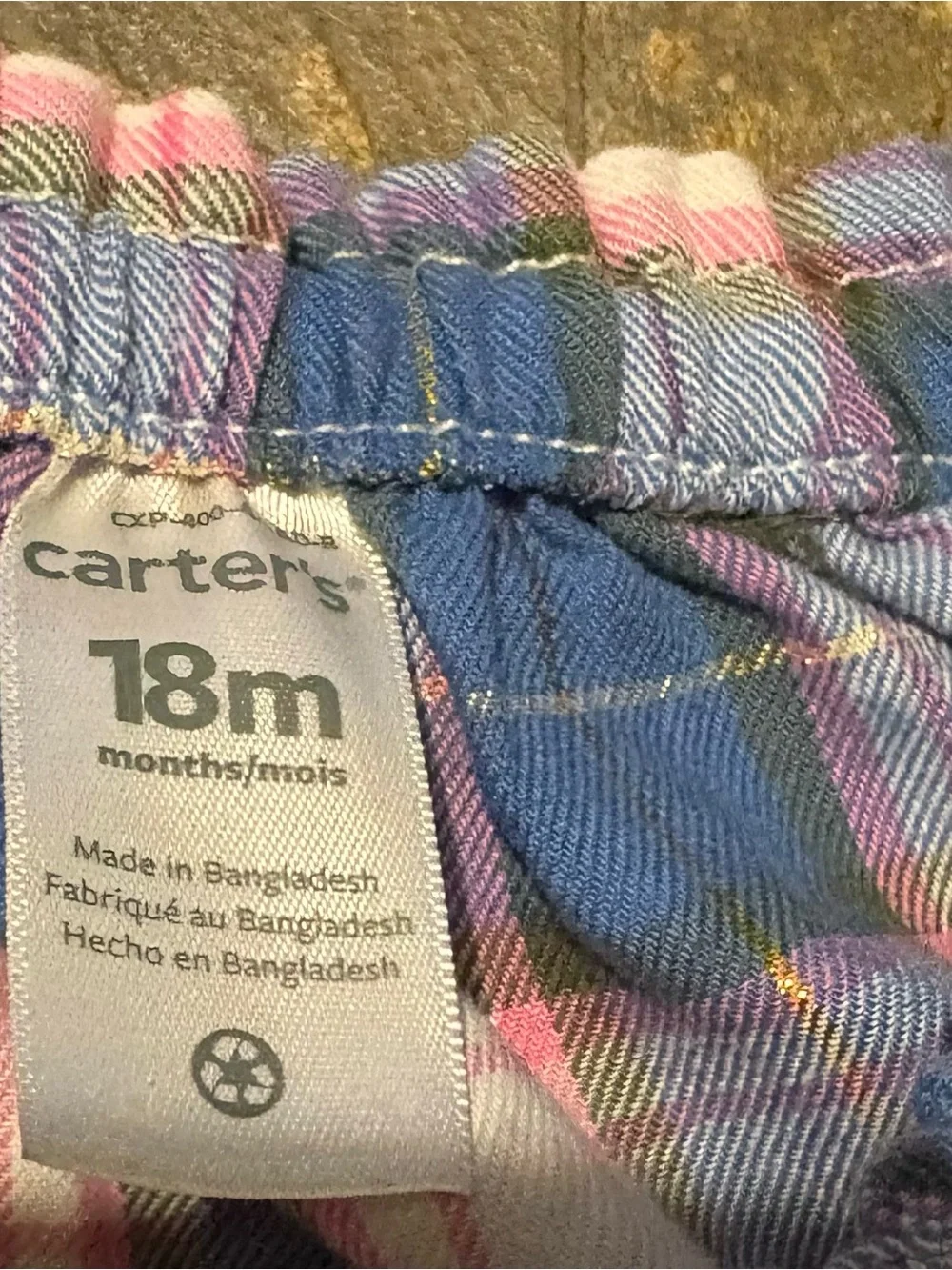 (2) Piece Set-Blue and Pink Plaid Top with Blue Pants